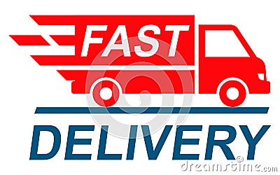 Fast shipping delivery truck, shipping service - Stock Photo